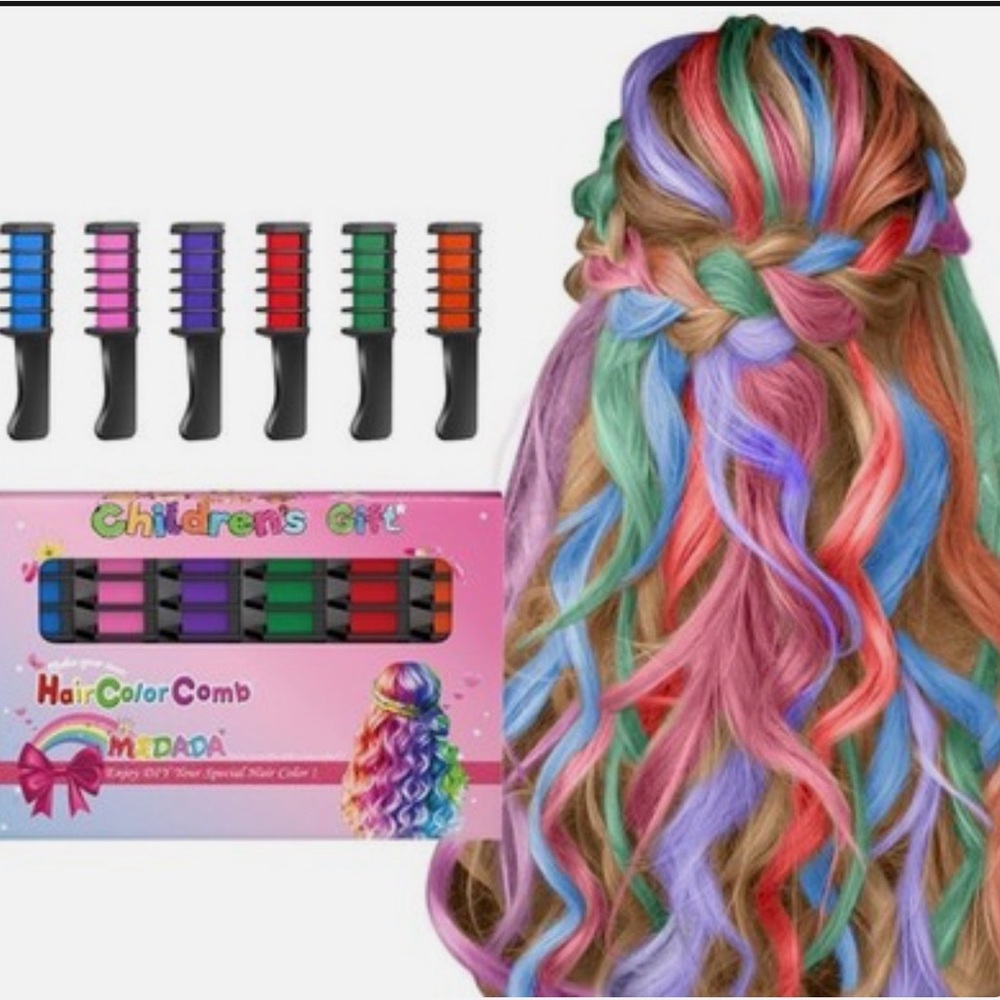 Msdada Children’s Gift Hair Chalk Bright Colour Comb Temporary Dye